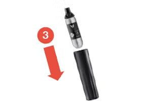 Step 3 illustration showing a vape pen with a removable tank, indicating separation from the battery unit.