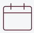 Calendar icon with two tabs at the top and an empty space for text or dates below.