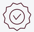 Seal design featuring a checkmark in the center, symbolizing approval or certification.